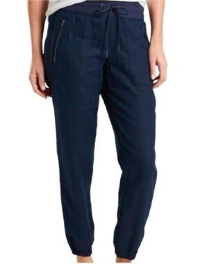 Athleta Cabo Navy Blue Linen Joggers -16